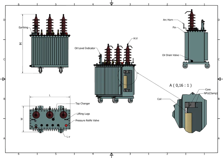 H59 3 Phase 11kv/380v Oil Transformer